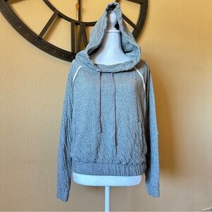 Free People Womens Medium Kimmie Hoodie Gray Cropped Long Sleeve